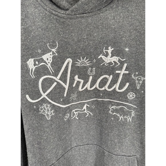 Ariat Women Charcoal Embroidered Gray Hoodie Sweatshirt Western Rodeo Cowgirl XL - Picture 5 of 10